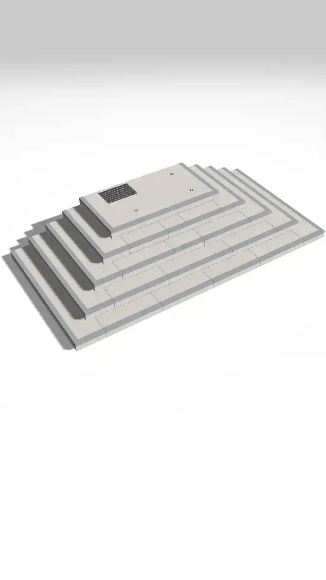 Modern outdoor staircase with non-slip edges and integrated water drainage for entrances or public buildings