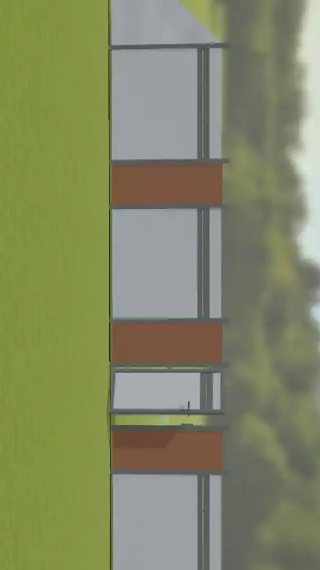 Sichtschutz mit Glas und Holzelementen sowie eine Türe